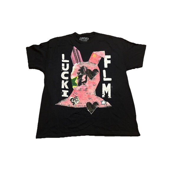 LUCKI Graphic T-Shirt XL Black Abstract Art Design NWOT Streetwear Oversized Tee - Picture 1 of 3